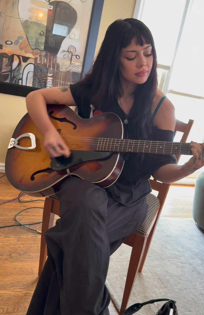 Recording artist Brandy (Almond Milk Hunni) taking guitar lessons with Matt Rosenfeld