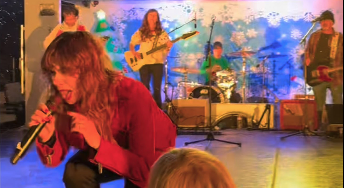 Matt Rosenfeld performing live with The Helicopters — with Nikki Monninger (Silversun Pickups), Stacy Jones (Miley Cyrus, Olivia Rodrigo), Kristen Jones, and Mark Tewarson in Los Angeles