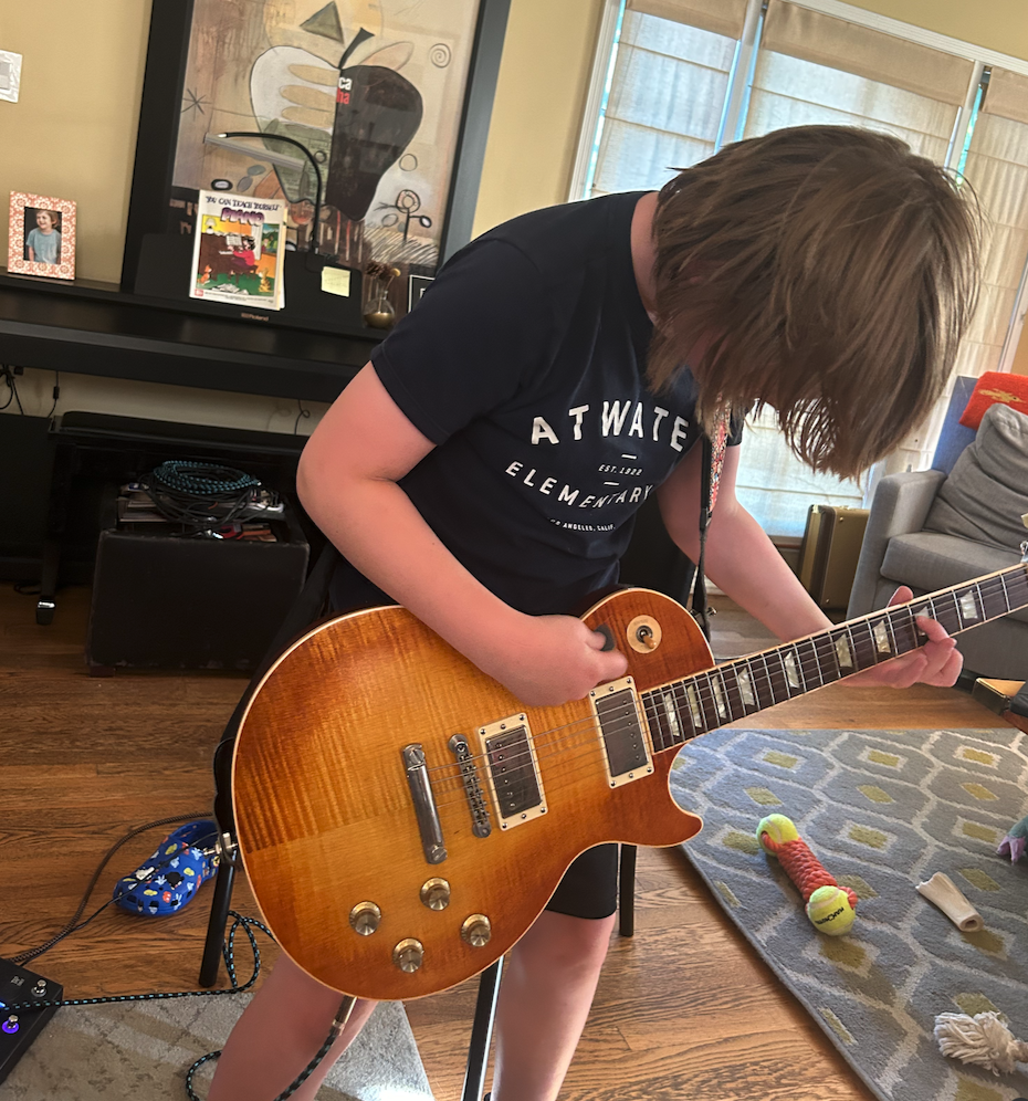 Guitar student Henry during a lesson at Matt Rosenfeld Guitar Studio