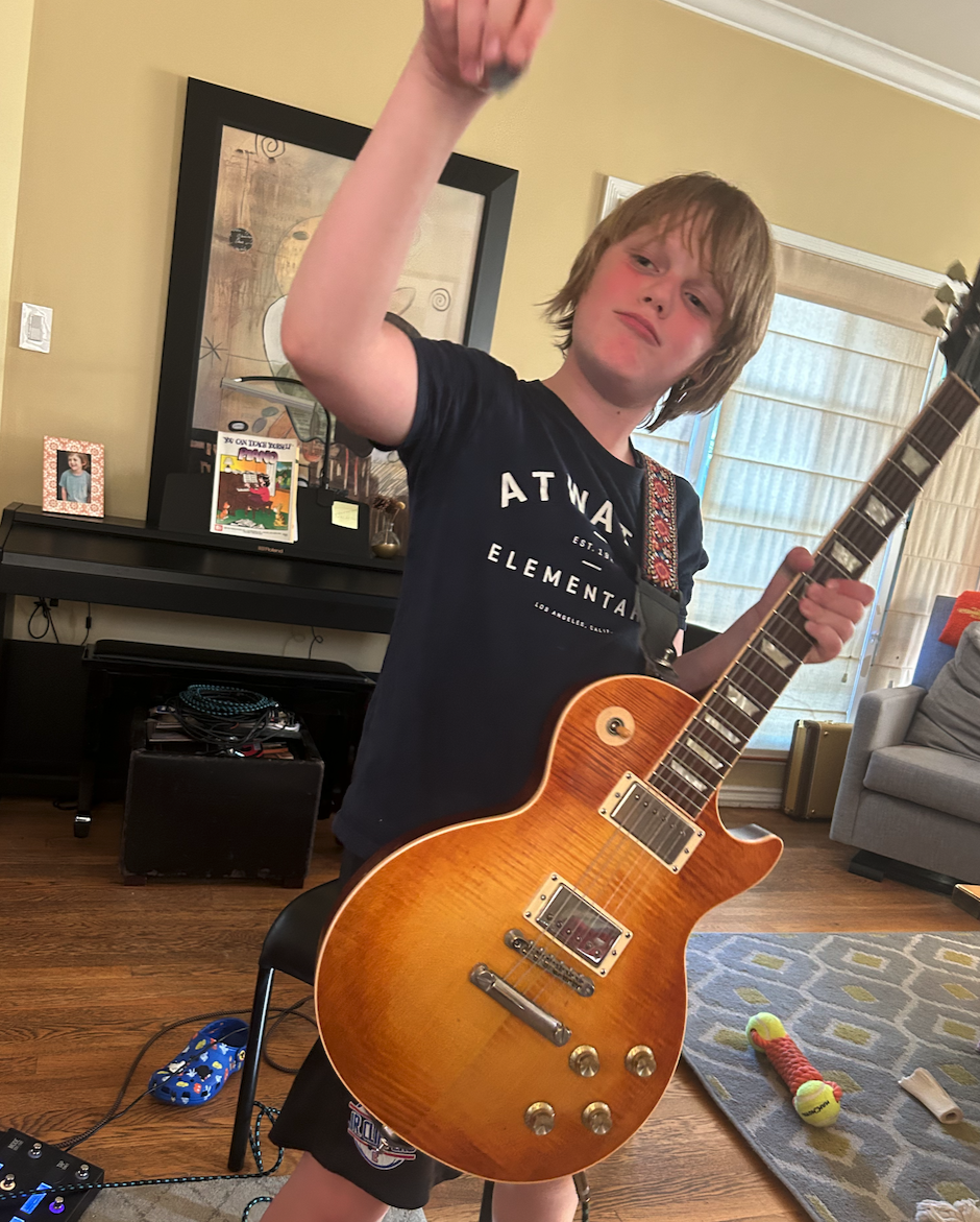 Guitar student Henry playing at Matt Rosenfeld's Atwater Village studio