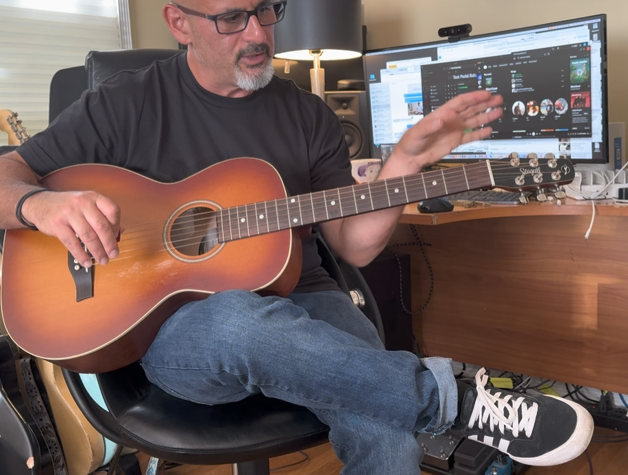 Matt Rosenfeld teaching a guitar lesson in his Atwater Village studio