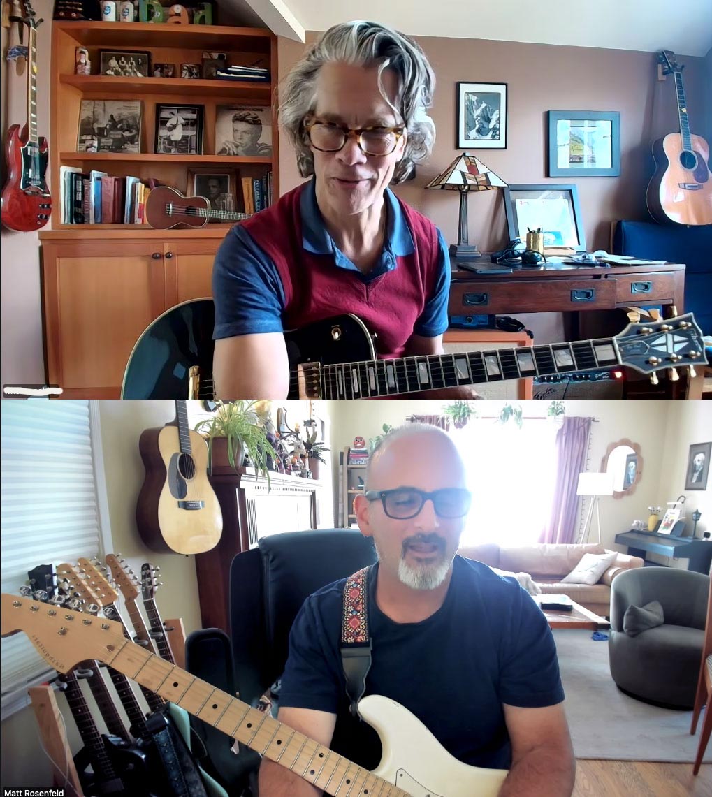 Matt Rosenfeld teaching guitar student Bill at the Atwater Village studio